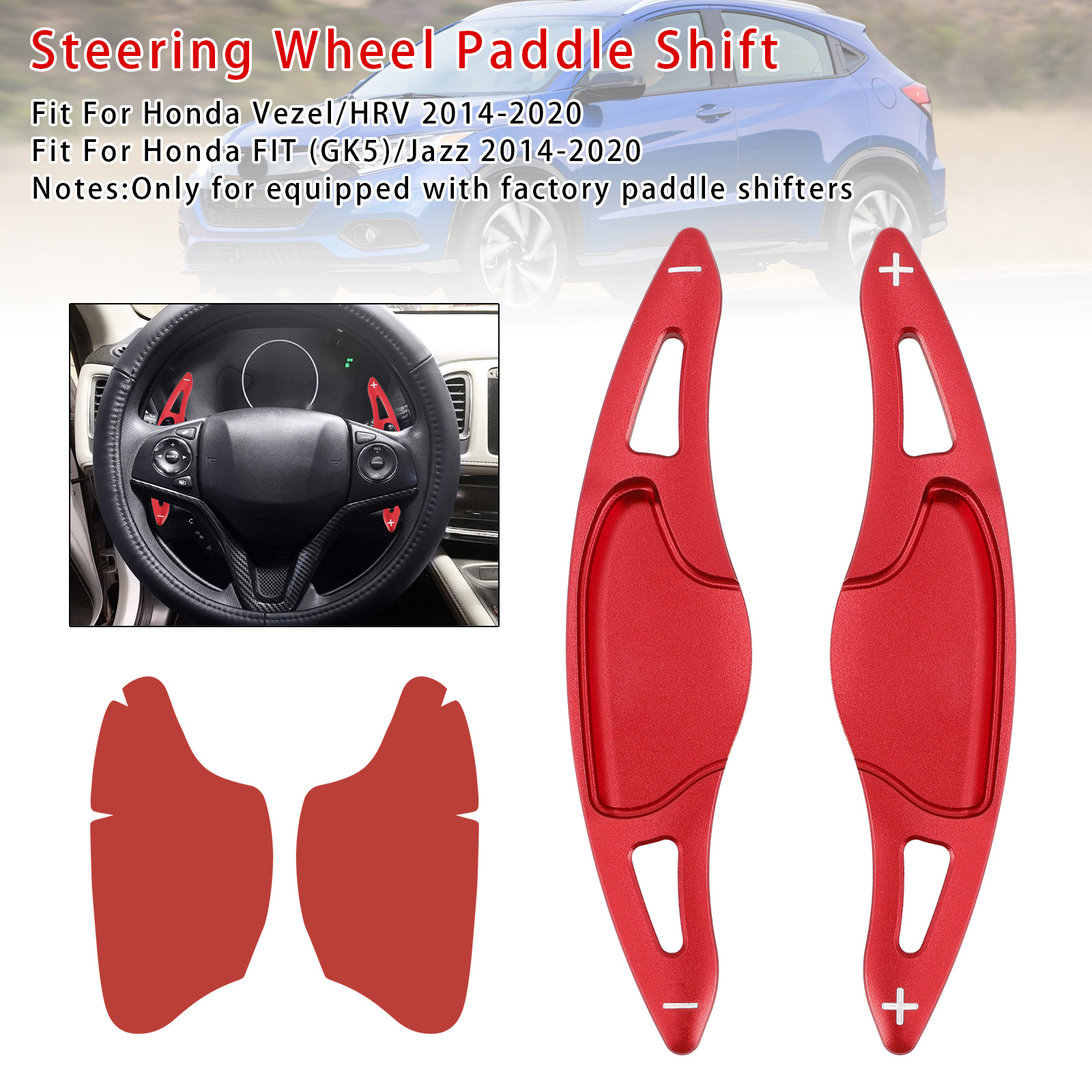 2014-2020 Honda Vezel/HRV Steering Wheel Paddle Shifter Extension Aluminium Red Generic