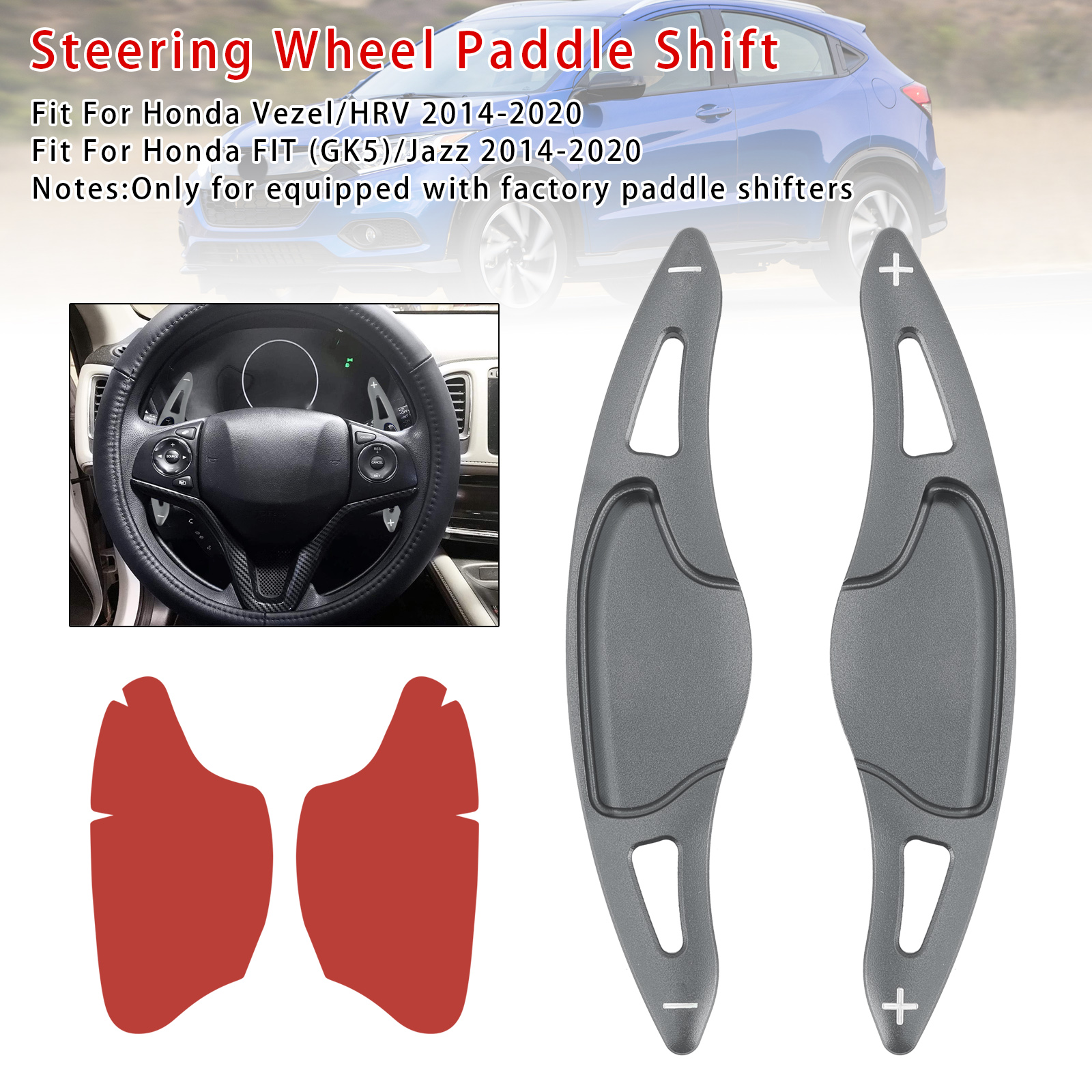 2014-2020 Honda FIT (GK5)/Jazz Steering Wheel Paddle Shifter Extension Aluminium Grey Generic