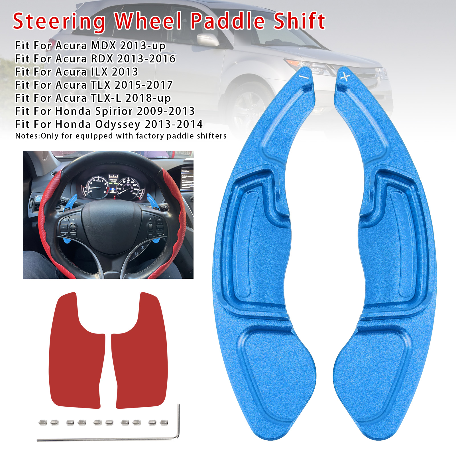 2013-2018 2018- Acura ILX TLX TLX-L Steering Wheel Paddle Shifter Extension Aluminium Blue Generic