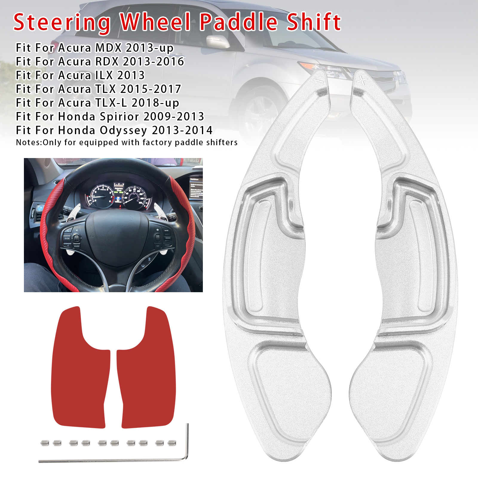 2013-2016 2016-Acura MDX RDX Steering Wheel Paddle Shifter Extension Aluminium Silver Generic