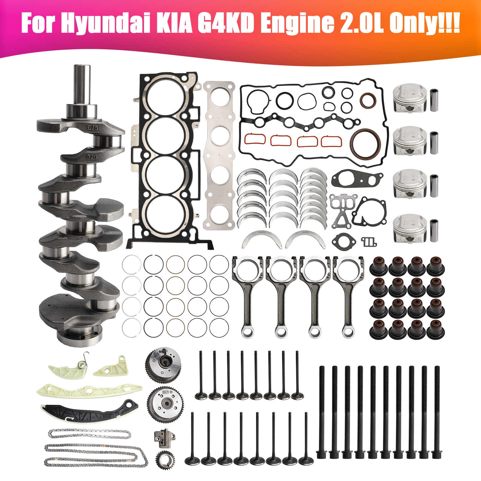 2006-2010 Kia Optima G4KD 2.0L Engine Overhaul Rebuild Kit Crankshaft Rods Timing Kit 23111-2G010 Generic