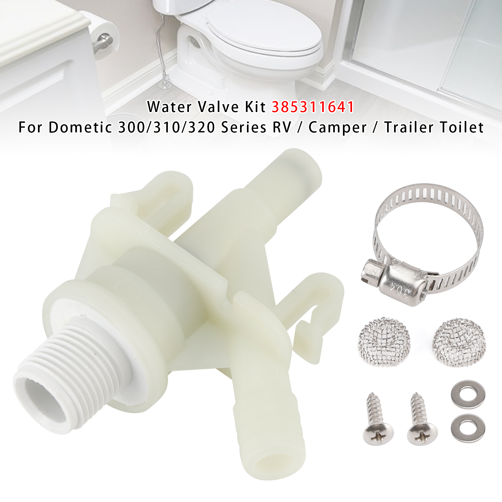 Dometic 300/310/320 Series RV/ Camper/ Trailer Toilet Water Valve Kit 385311641 Generic