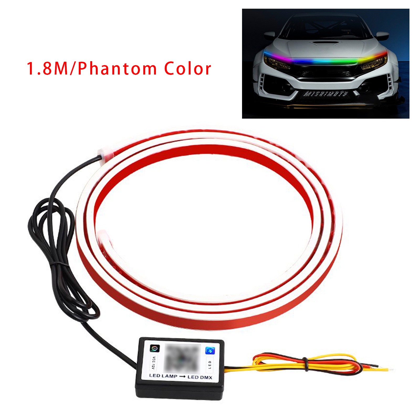 Car Hood LED Daytime Running Light Strip Flexible Dynamic Scan Start Up Multi-Colors change color by APP 1.8M