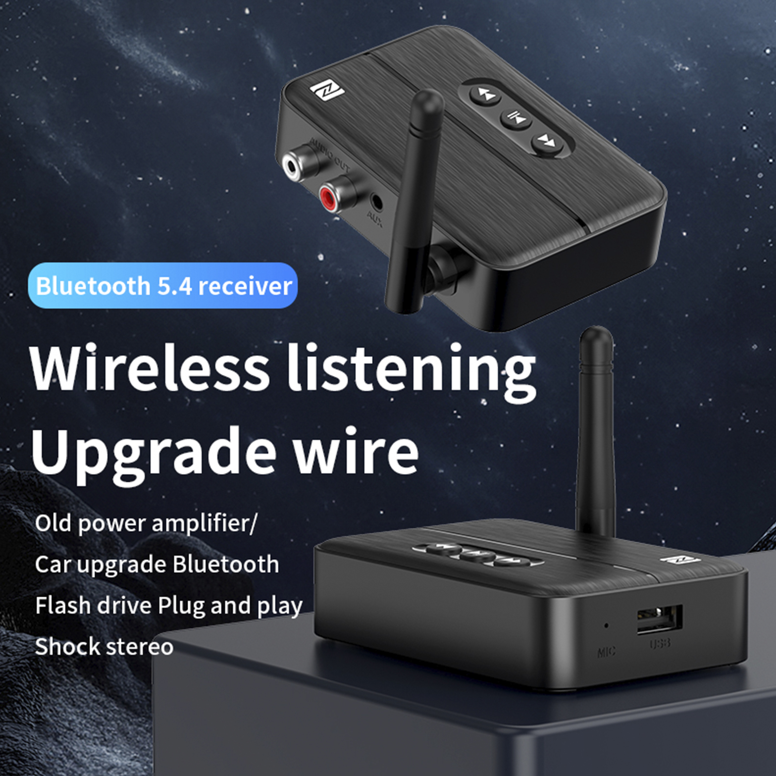 NFC Bluetooth 5.4 Audio Receiver AUX/RCA Old Speaker Amplifier USB Flash Drive