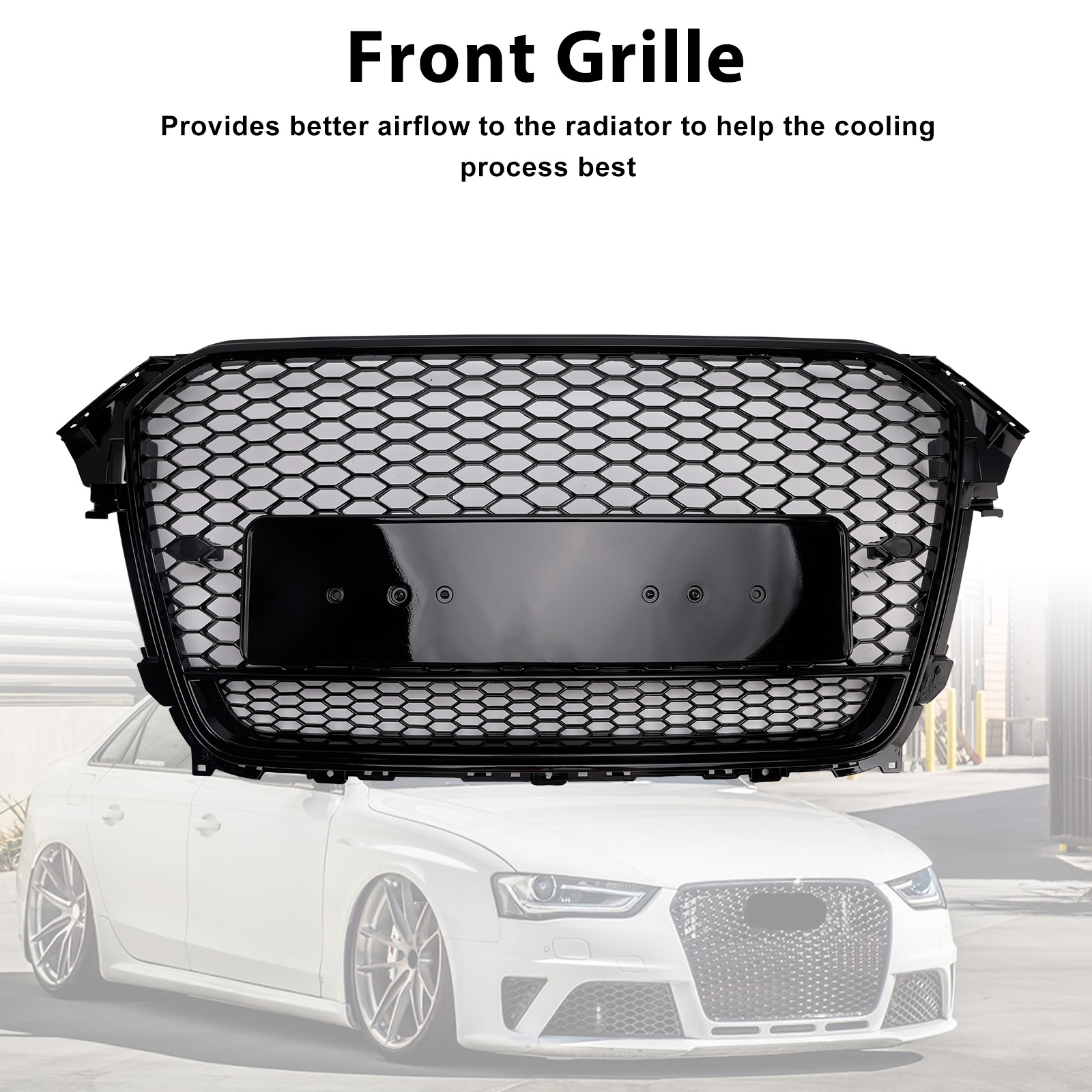 2013-2016 Audi A4 / S4 B8.5 With Quattro RS4 Style Front Bumper Grille Gloss Black Generic