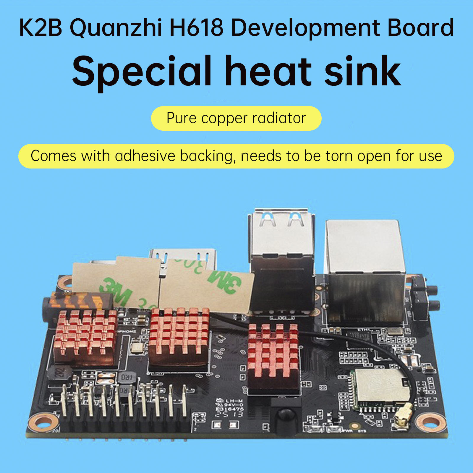 K2B Quanzhi H618 Development Board Heat Sink Motherboard Pure Copper Radiator
