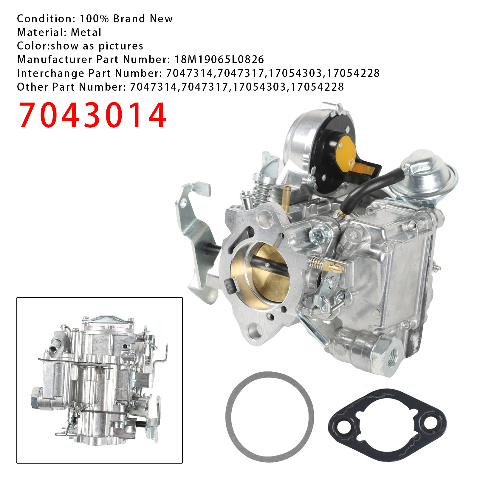 Chevy & GMC L6 eingines- 4.1L 250 & 4.8L 292 Carburetor w/ Gaskets 7043014 Generic
