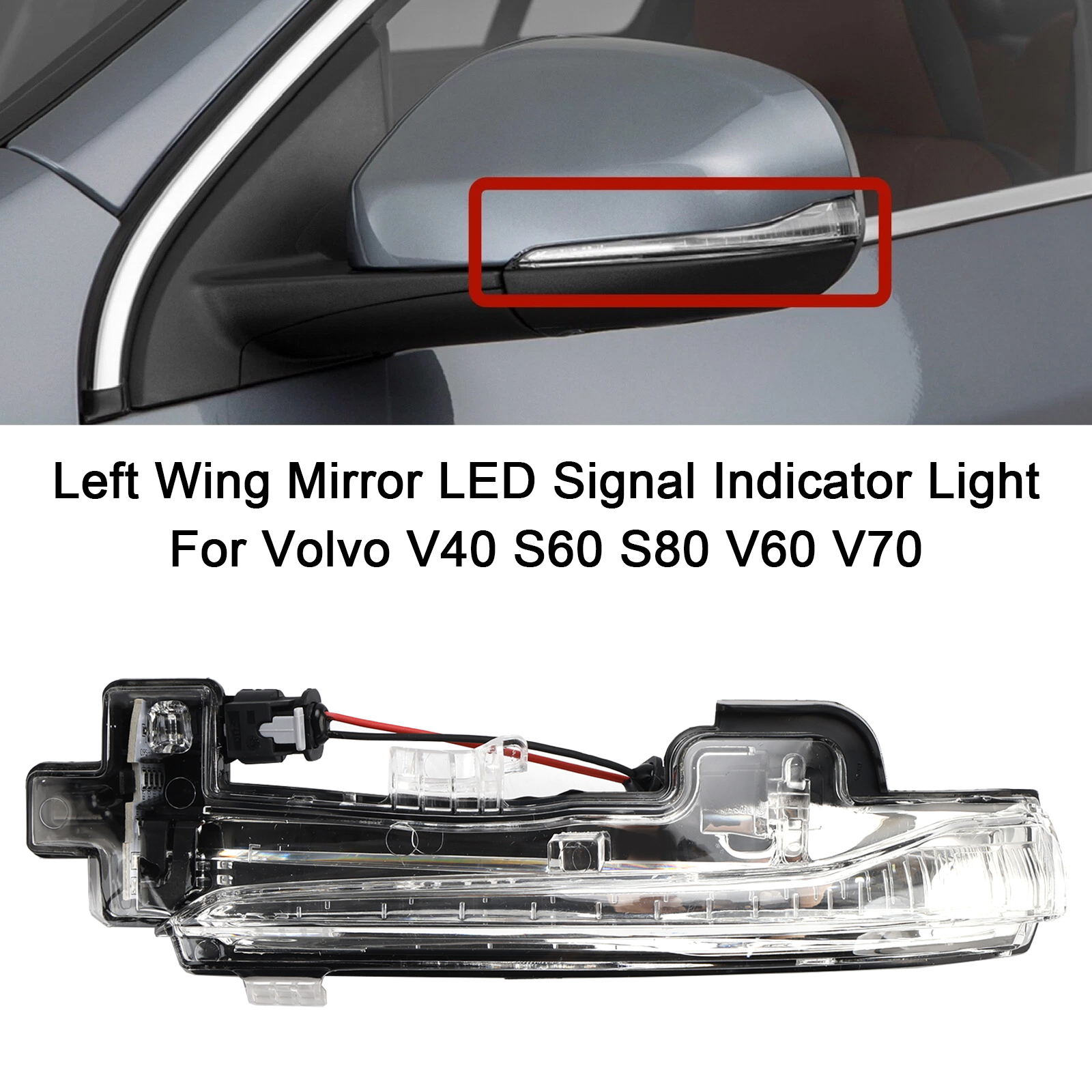 2007-2016 Volvo V40 S60 S80 V60 V70 Left Wing Mirror LED Signal Indicator Light 31402415 Generic