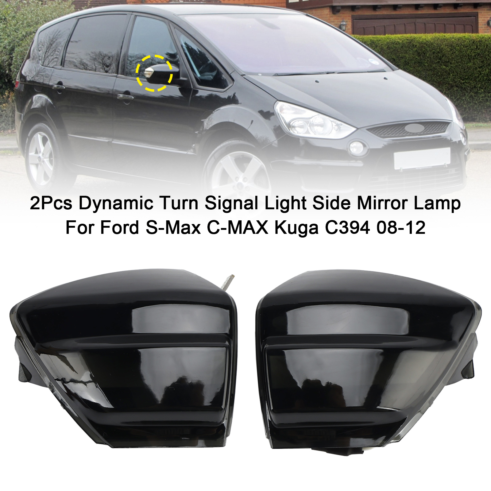 2007-2014 Ford S-Max 2Pcs Dynamic Turn Signal Light Side Mirror Lamp 2057115 2057117 Generic