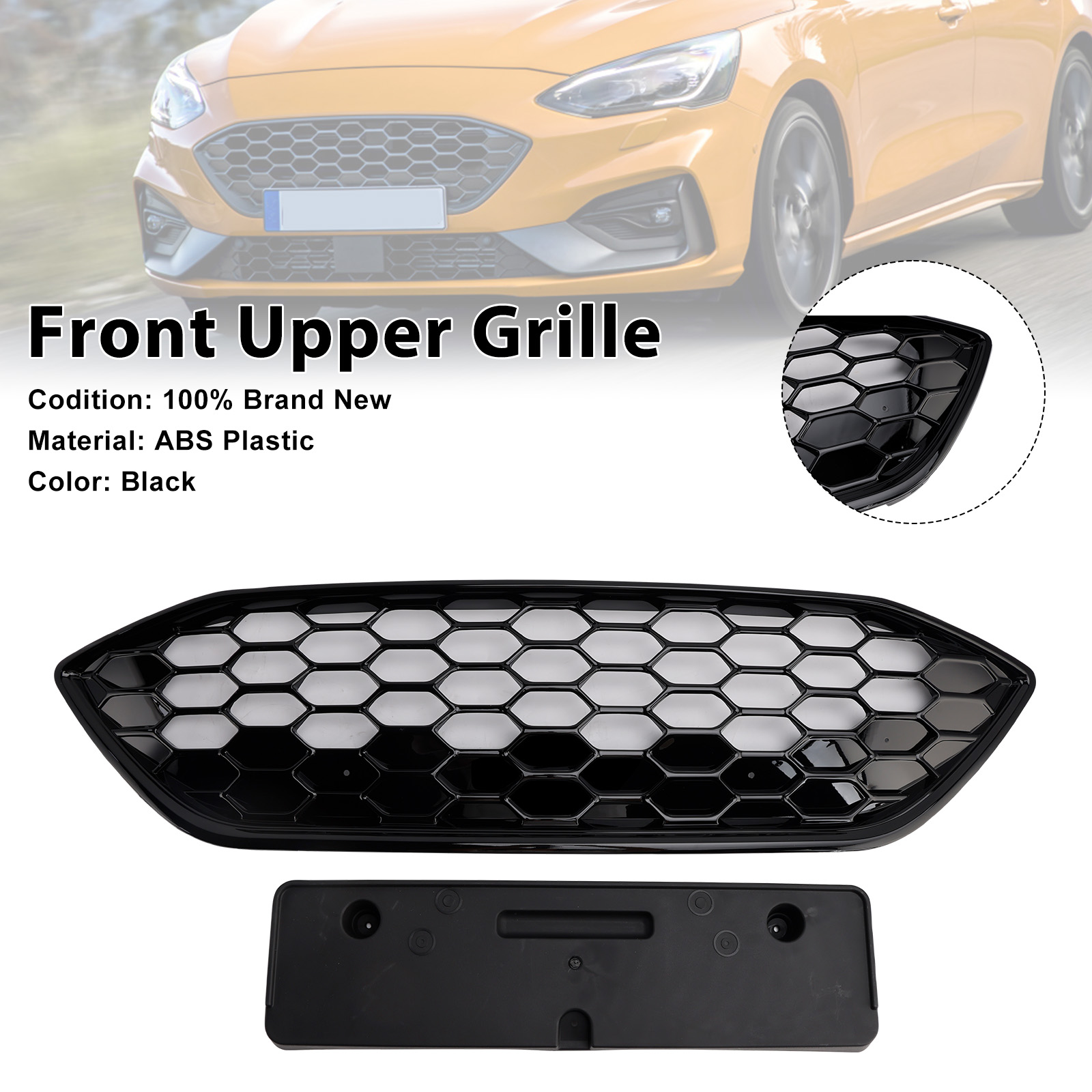 2018-2021 Ford Focus ST+ST LINE MK4 Front Bumper Grille Gloss Black Generic