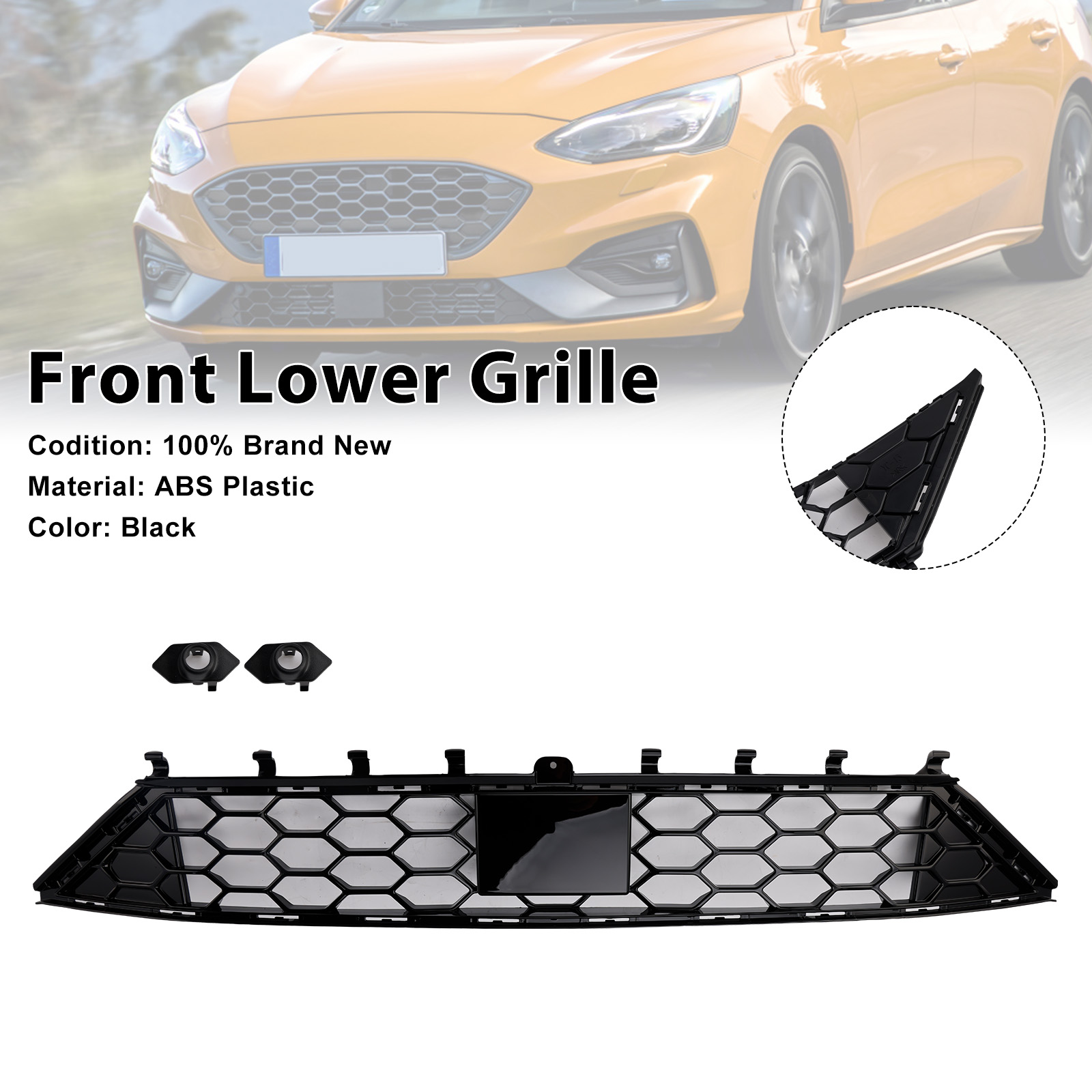 2018-2021 Ford Focus MK4 ST Front Bumper Lower Grille JX7B-17K945-TD Black Generic