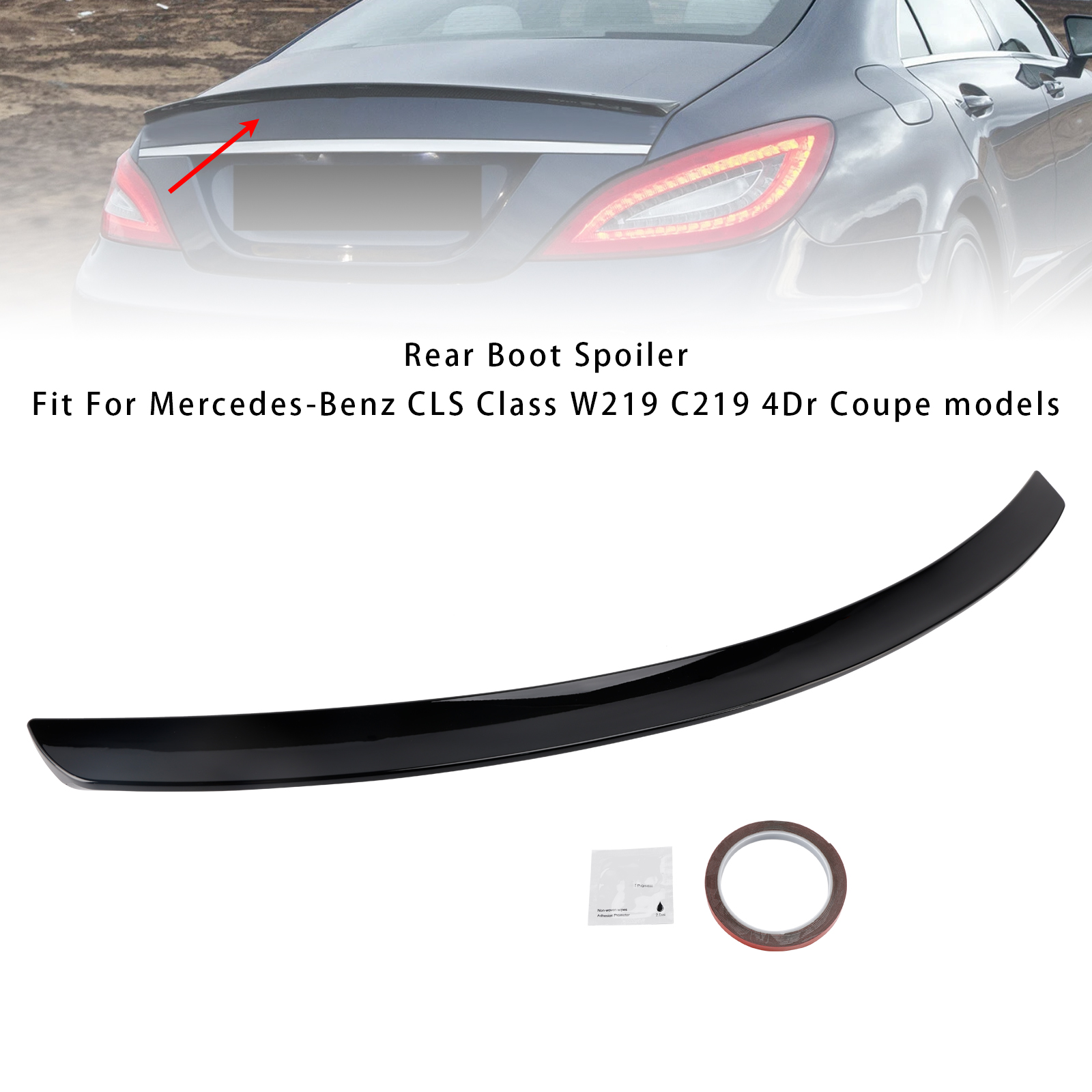 2005-2010 Mercedes-Benz CLS-Class W219 AMG Style Rear Boot Spoiler Gloss Black Generic