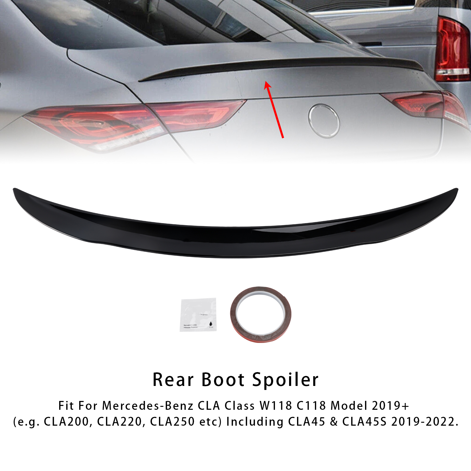 2019+ Mercedes-Benz CLA-Class W118 C118 Rear Boot Spoiler AMG Style Gloss Black Generic