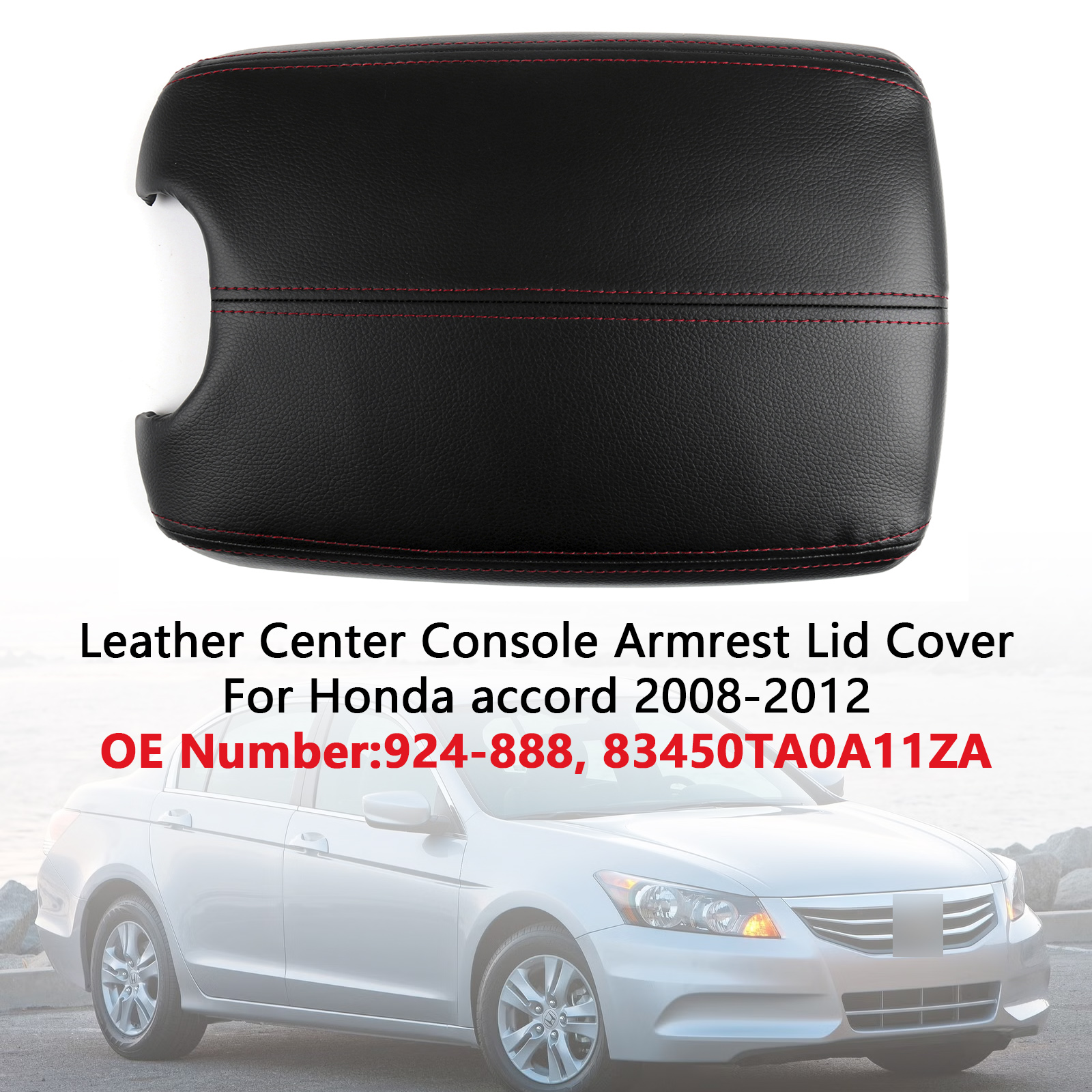 2008-2012 Honda accord Leather Center Console Armrest Lid Cover Black Generic