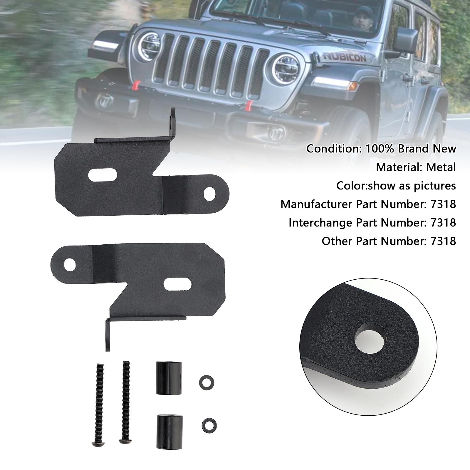 2018-2019 Jeep Wrangler JL A-Pillar Black Light Mount Brackets 7318 Generic
