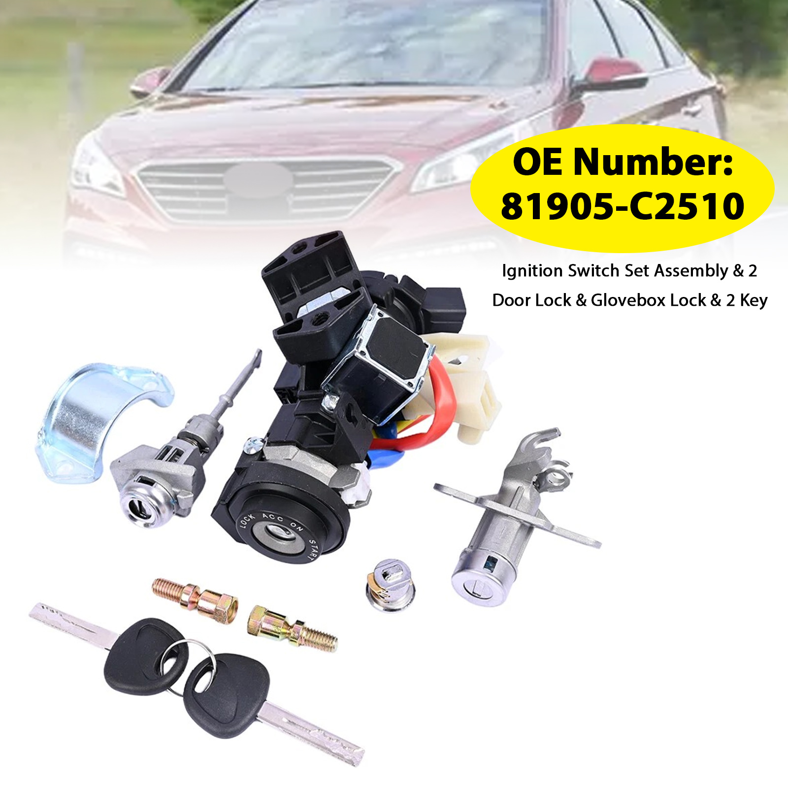 2015-2019 Hyundai Sonata Ignition Lock Start Barrel Set Assembly 81905C2510 Generic