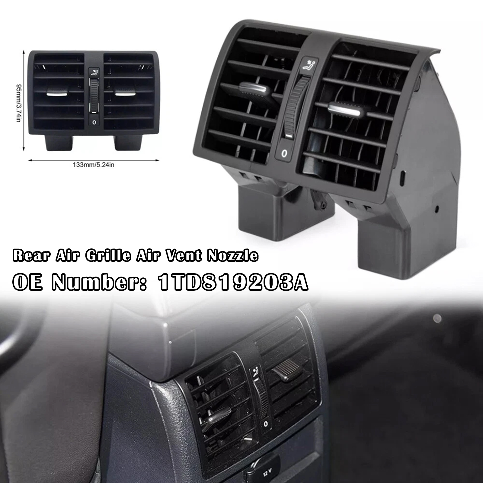 2003-2015 VW Touran Caddy Rear Air Grille Air Vent Nozzle 1TD819203A Generic