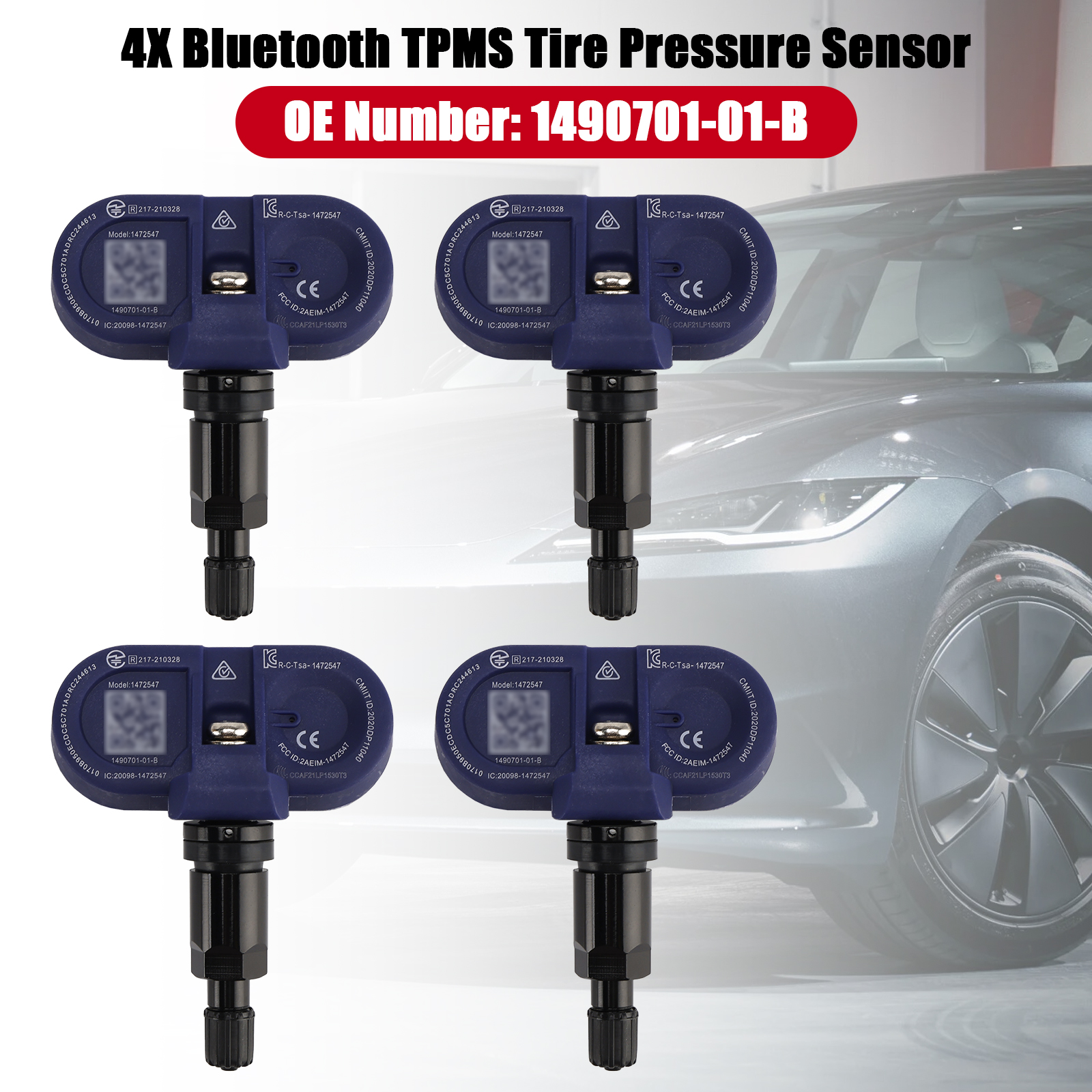2021-2024 Tesla Model 3 Y S X 4Pcs Bluetooth TPMS Tire Pressure Sensor 1490701-01-B 1490701-01-C Generic