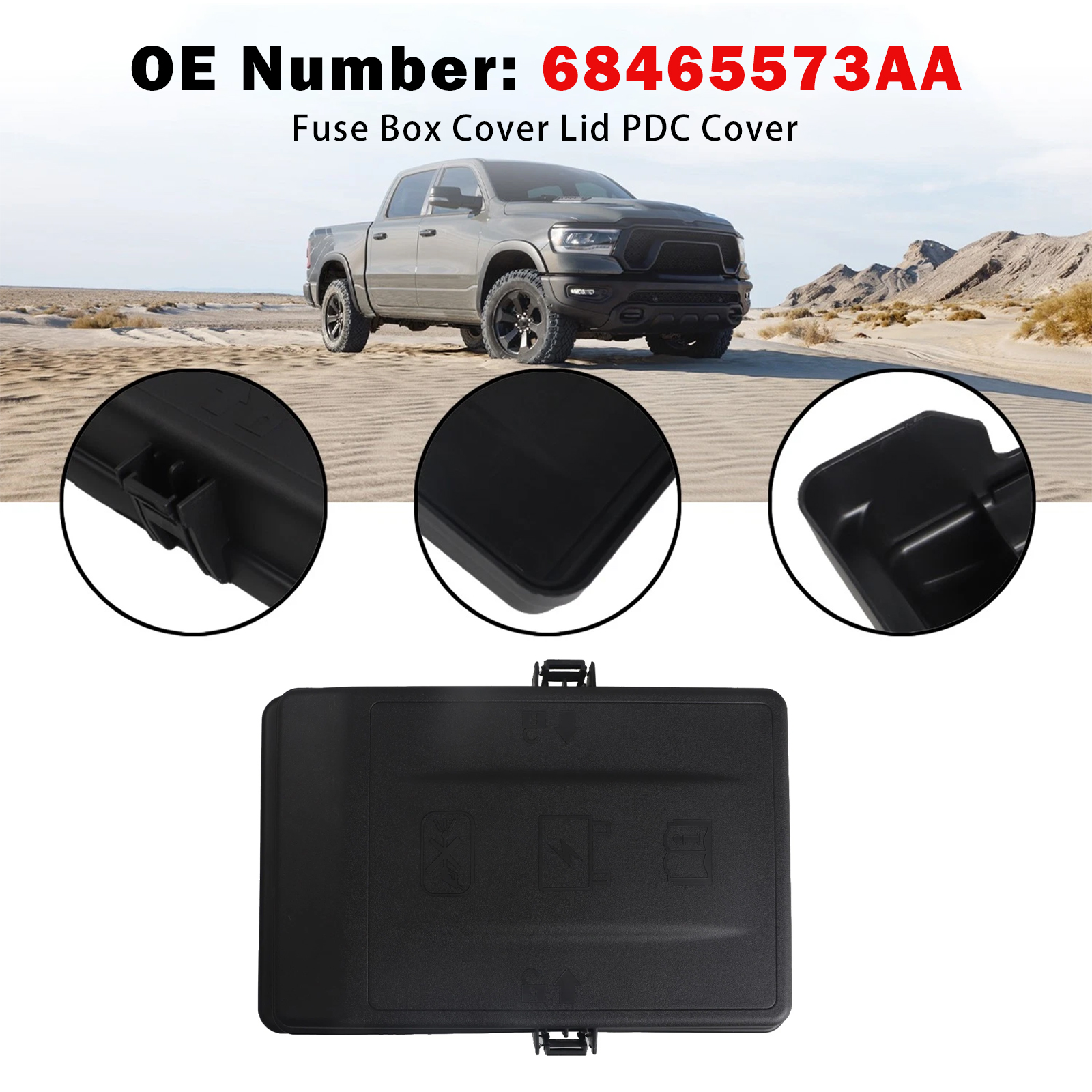 2019-2024 RAM 1500 Fuse Box Cover Lid PDC Cover 68465573AA Replacement Generic