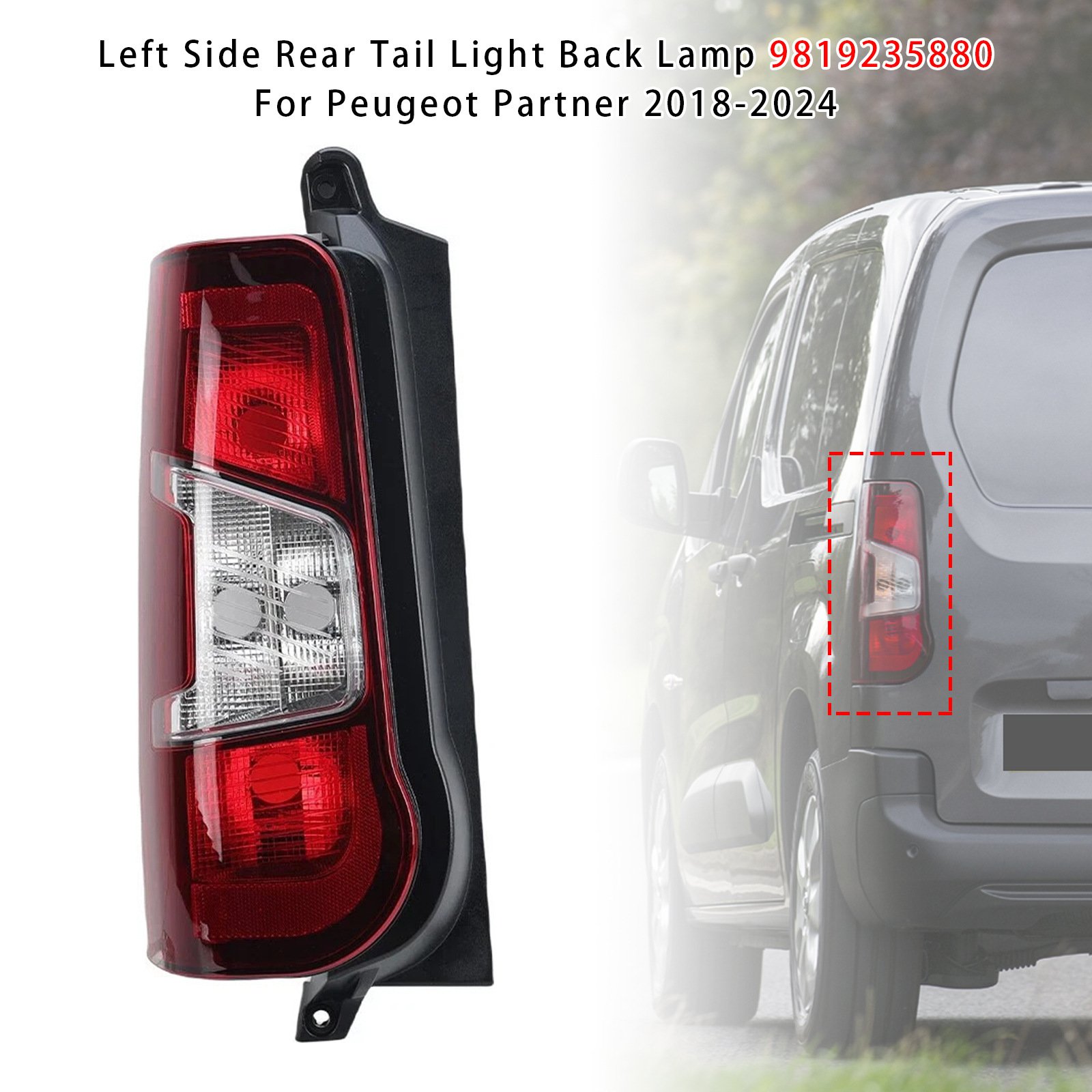 2020+ Toyota Proace City Left Side Rear Tail Light Back Lamp 9819235880 Generic