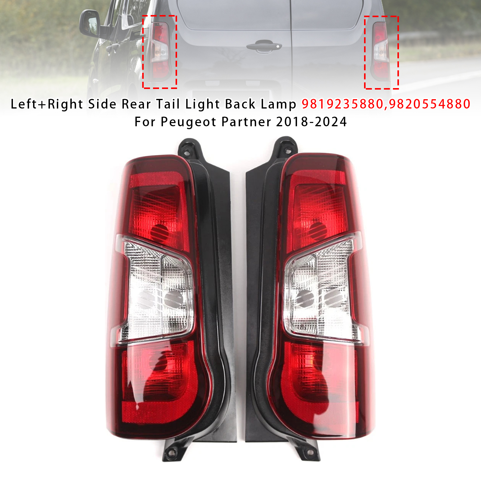 2020+ Toyota Proace City Left+Right Side Rear Tail Light Back Lamp 9819235880 9820554880 Generic