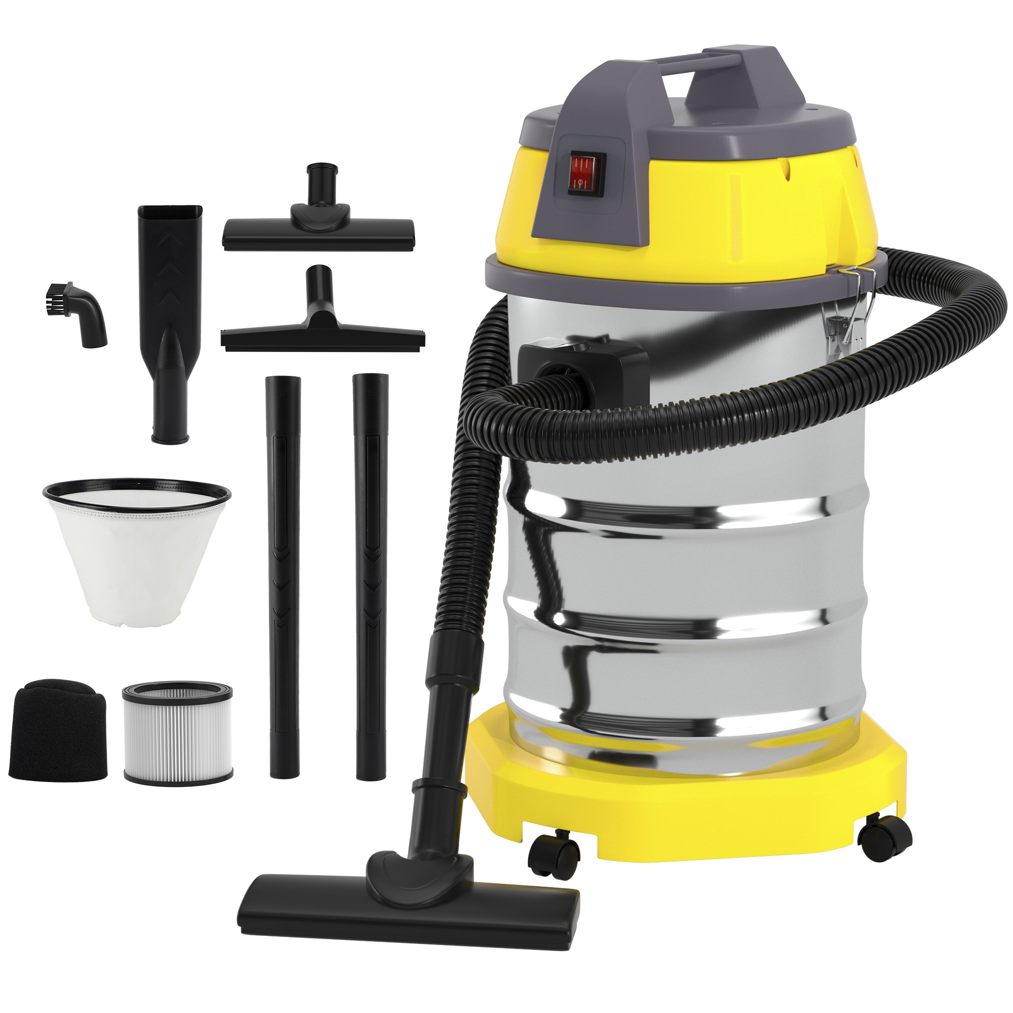 Wet Dry Vacuum Cleaner, 10 Gallon 3200w 8 Peak Stainless Steel Shop Vacuum Wet and Dry, with Filter and Attachments for House Garage Workshop Car