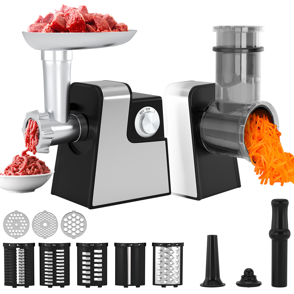 5 in 1 Electric Meat Grinder: 600W Meat Grinder with 3 Blades Sausage Stuffer Tube & Kubbe Kit Vegetable Slicer & Shredder Cheese Grater