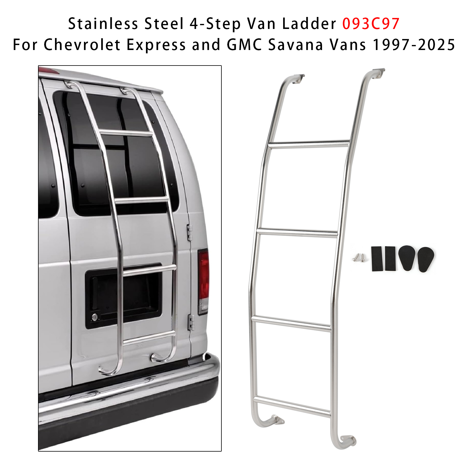 1997-2024 GMC Savana 1500/2500/3500 Stainless Steel 4-Step Van Ladder 093C97 Generic
