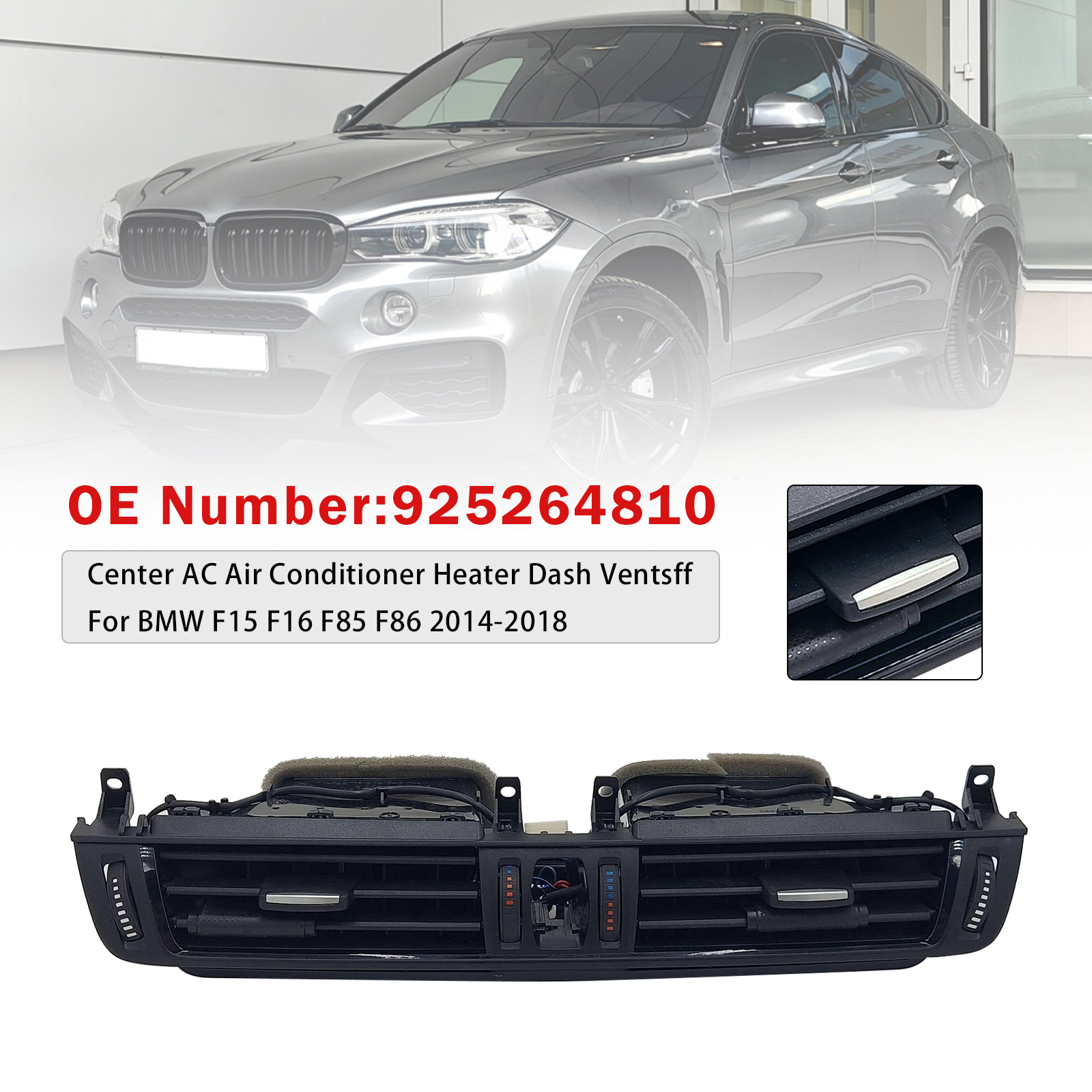 2014-2018 BMW X5 X6 F15 F16 Center AC Air Conditioner Heater Dash Vents 925264810 Generic