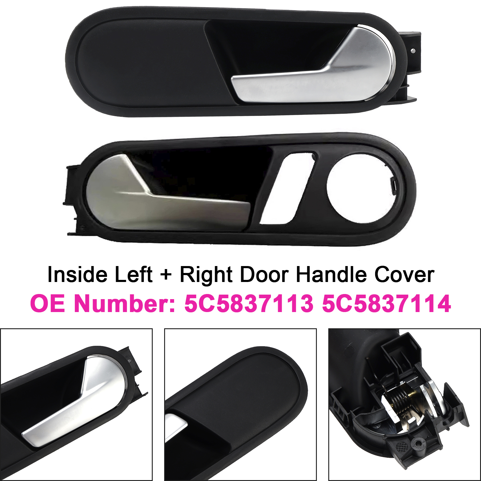 2012-2014 VW Beetle Inside Left+Right Door Handle Cover 5C5837113 5C5837114 Generic