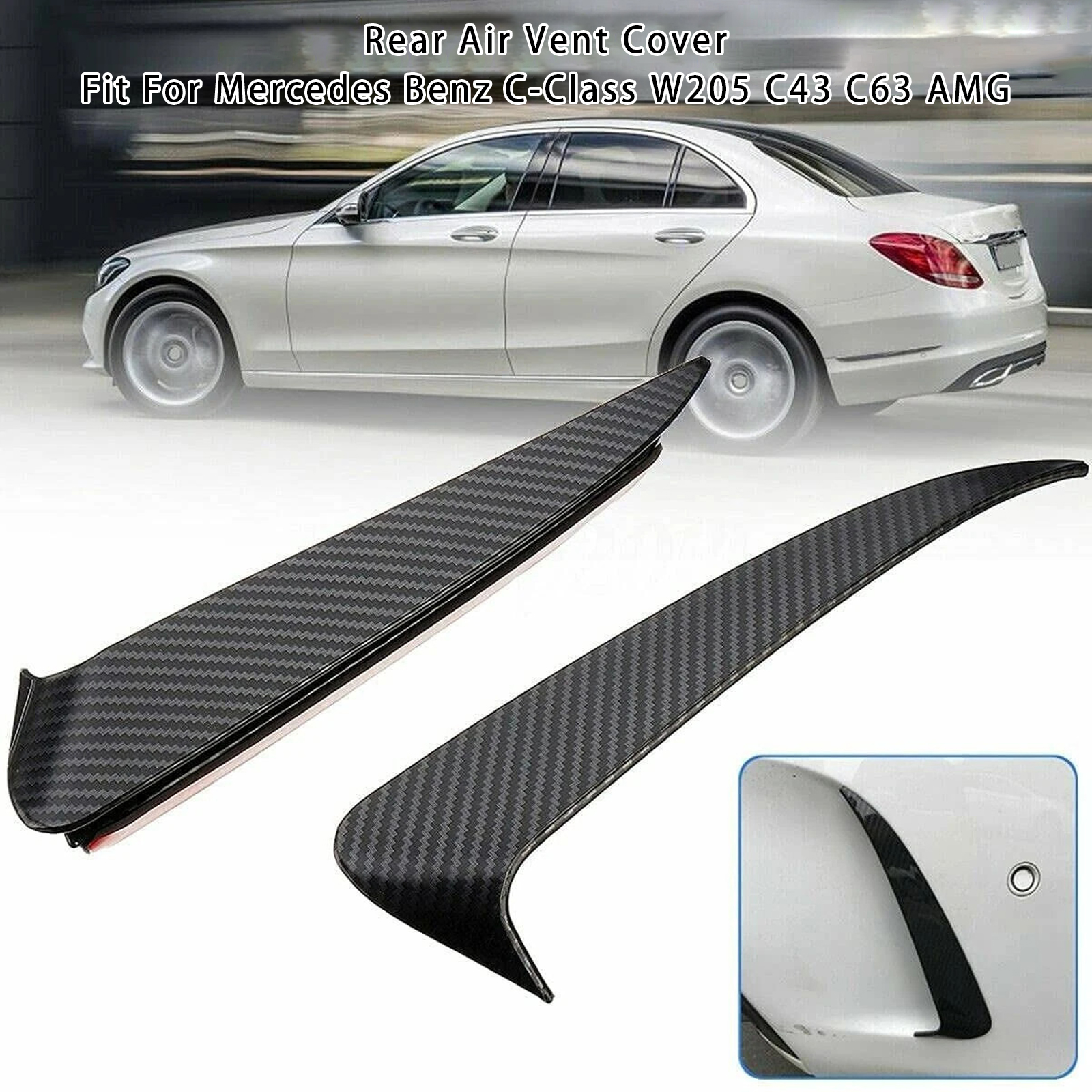 2014-2019 Mercedes Benz C Class W205 C43 C63 Rear Air Vent Cover Carbon Fiber Look Generic