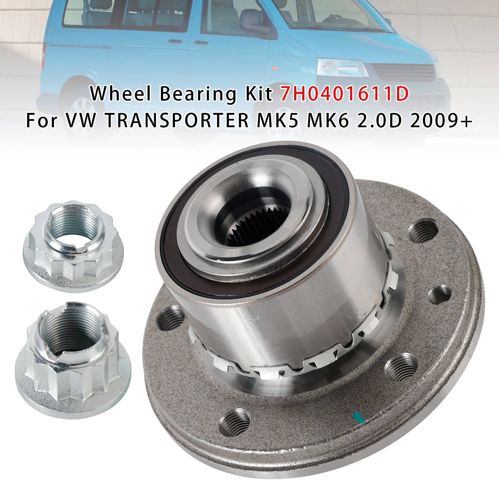 2009+ VW TRANSPORTER MK5 MK6 2.0D Wheel Bearing Kit 7H0401611D Generic