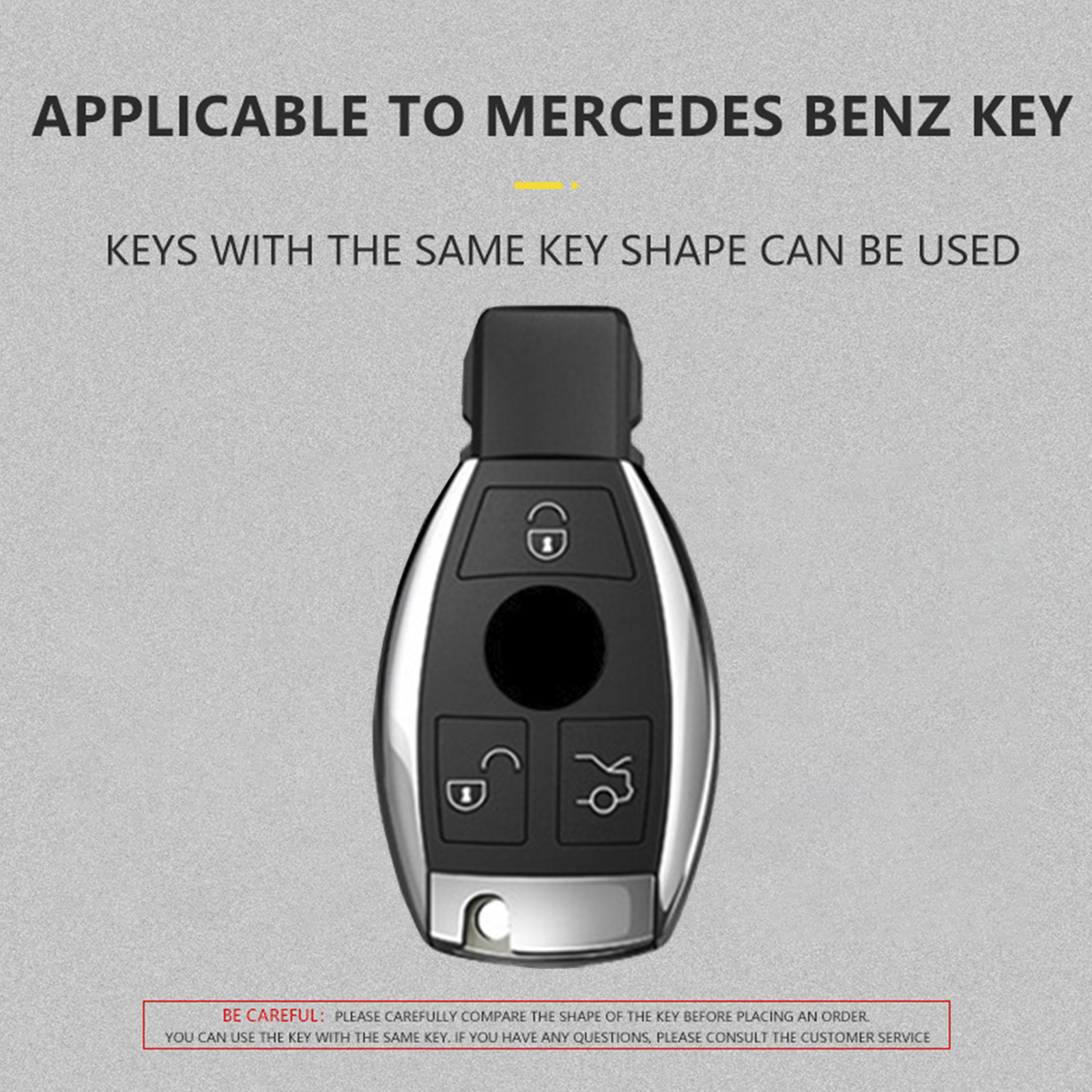 Benz GLC GLK CLS GLA CLA AMG Alloy + TPU Car Key Black Case Cover Generic