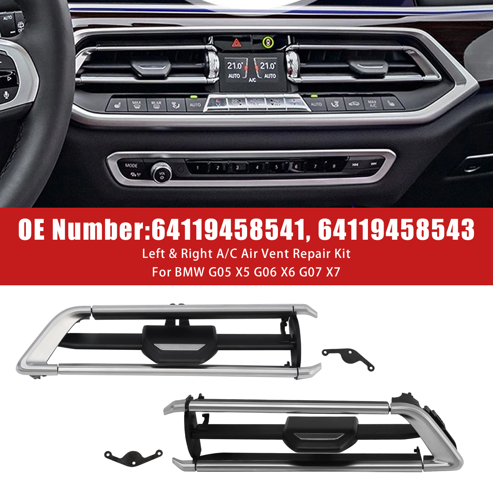 2019-2021 BMW G05 G06 G07 X5 X6 X7 Left+Right A/C Air Vent Repair Kit 64119458541 64119458543 Generic
