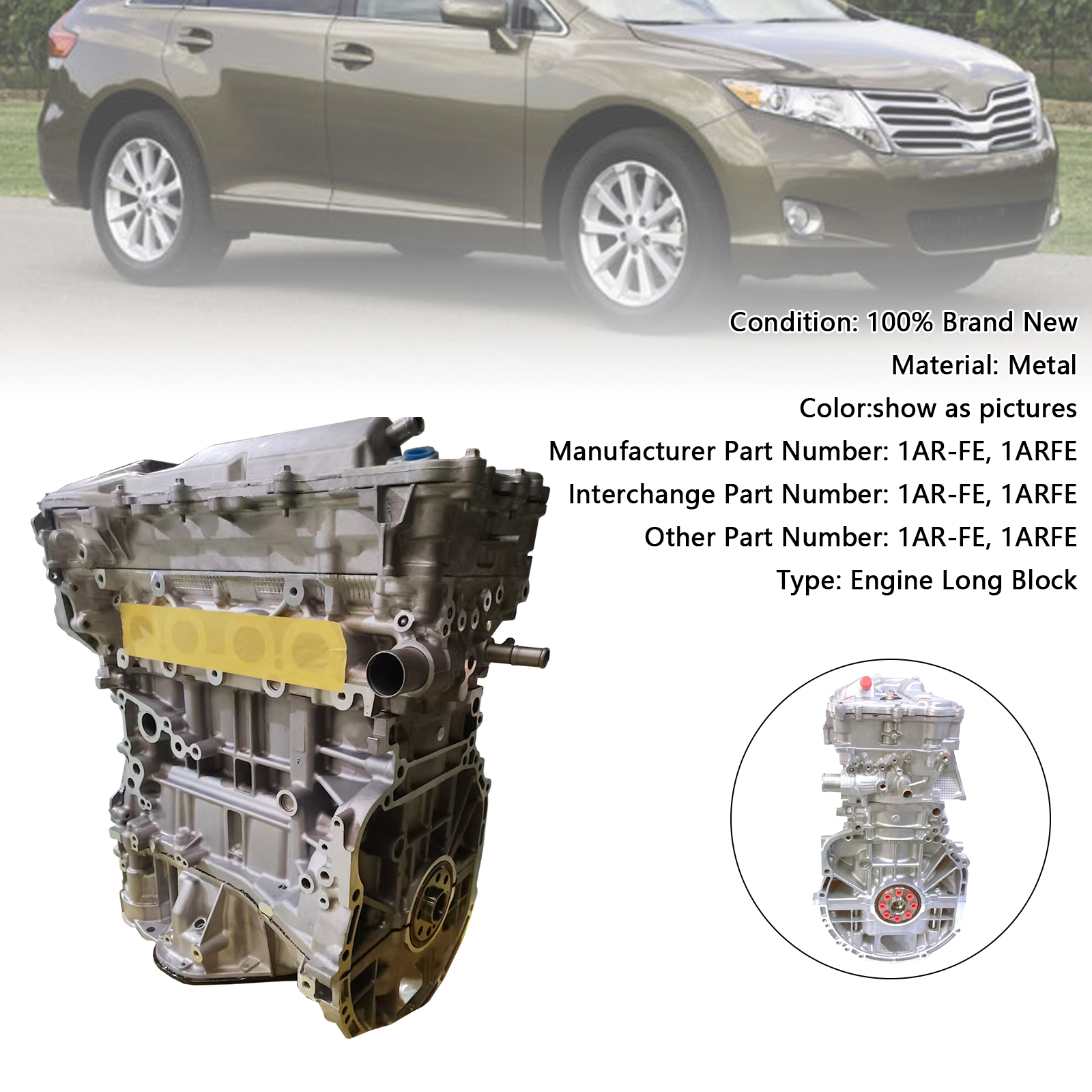 2009-2016 Toyota Venza Highlander 1AR-FE 1ARFE Engine Motor Dual VVT-i Engine Assembly Generic