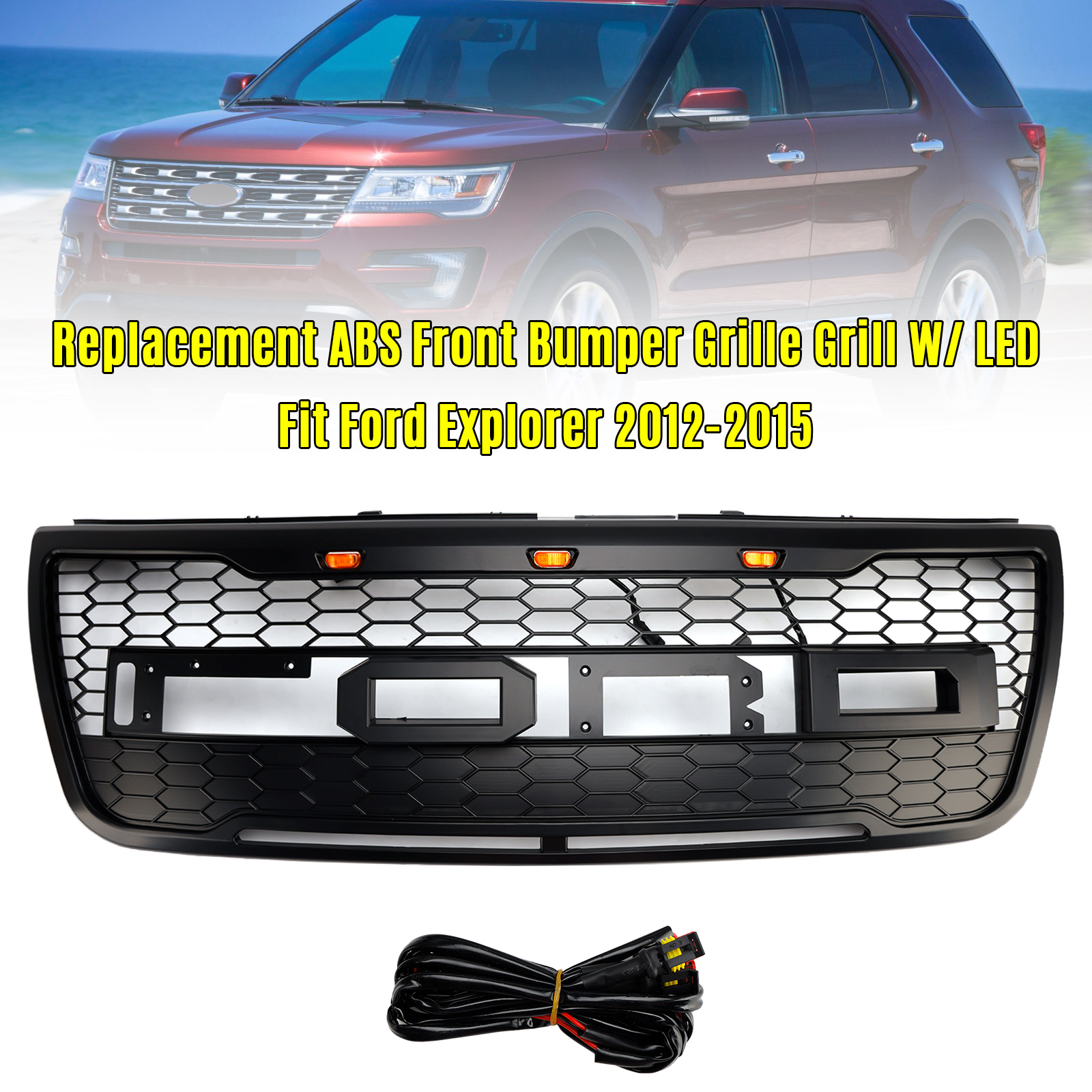 2012-2015 Ford Explorer Front Upper Bumper Front Upper Bumper Grille with Light Grey Generic