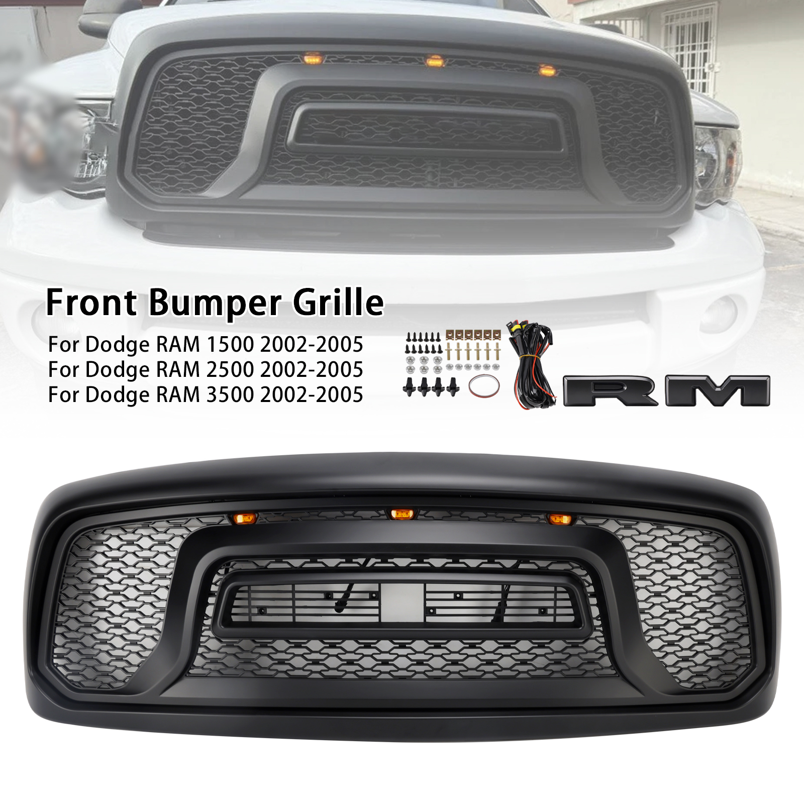 2002-2005 Dodge RAM 1500 2500 3500 Front Bumper Grille Rebel Style Generic