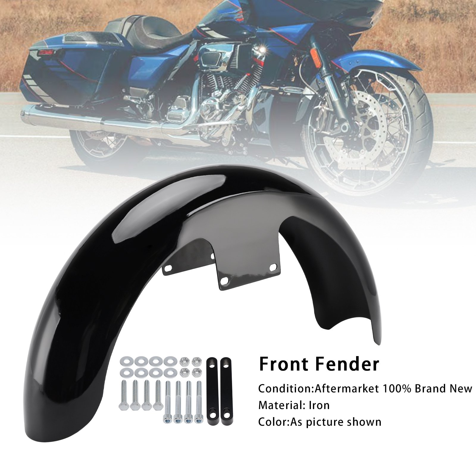 2023-2025 Harley Touring Road Glide Street Glide CVO 19" Wrap Front Fender Iron Black Generic