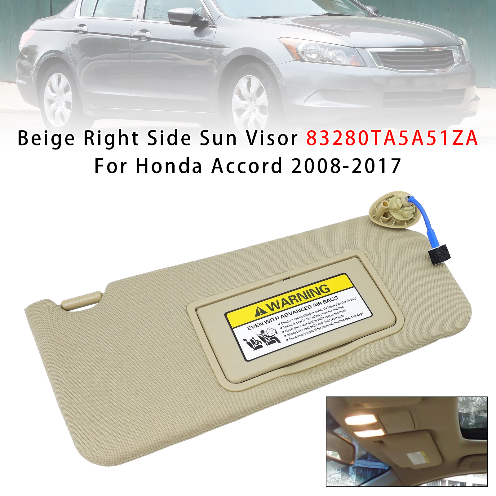 2008-2017 Honda Accord Beige Right Side Sun Visor 83280TA5A51ZA Generic