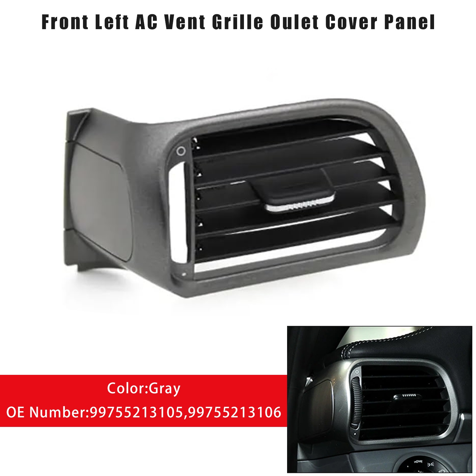 2004-2012 Porsche Carrea Targa GT2 GT3 997 Front Left AC Vent Grille Oulet Cover Panel Gray 99755213105 Generic