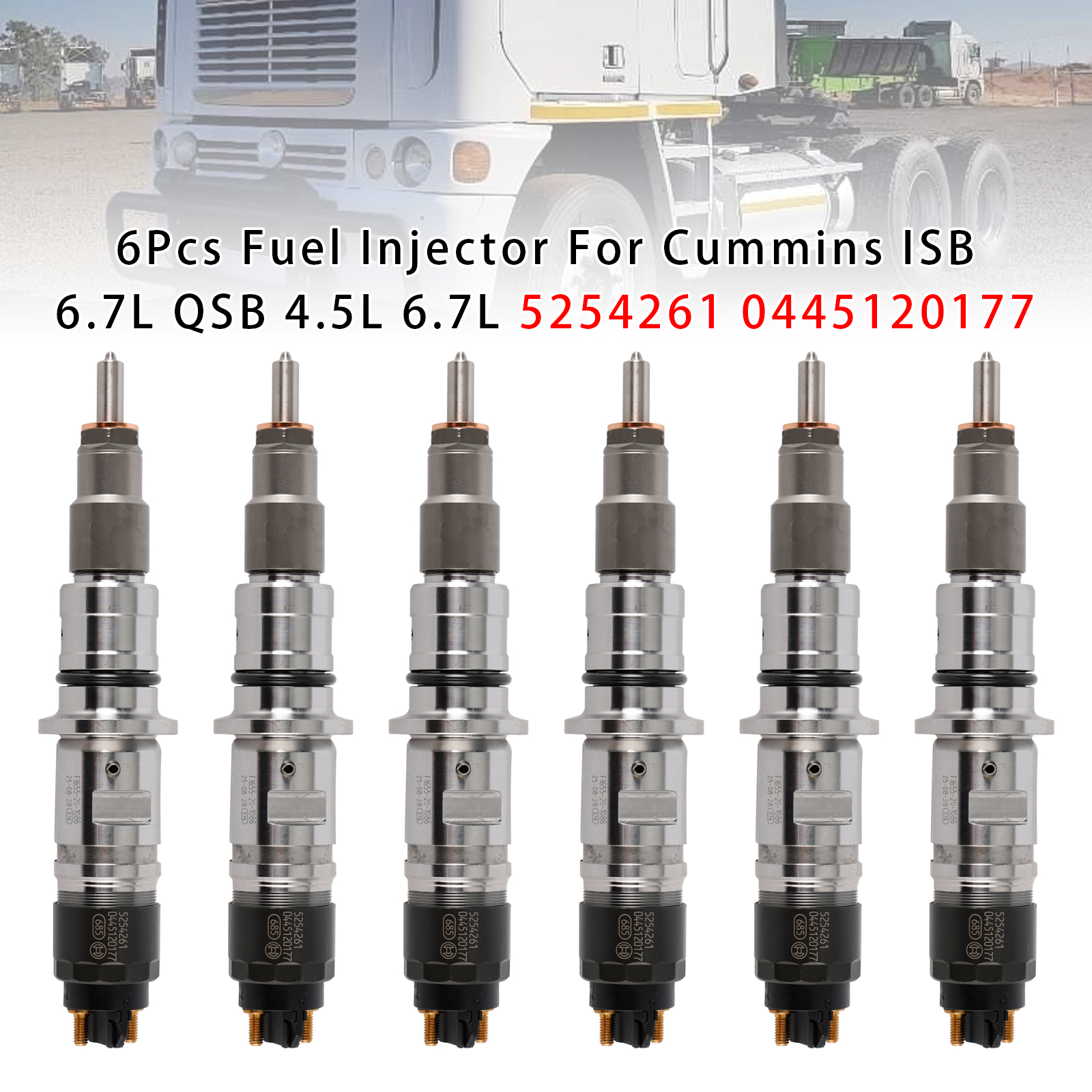 Freightliner Cummins 6.7L 6Pcs Fuel Injector 5254261 0445120177 Generic