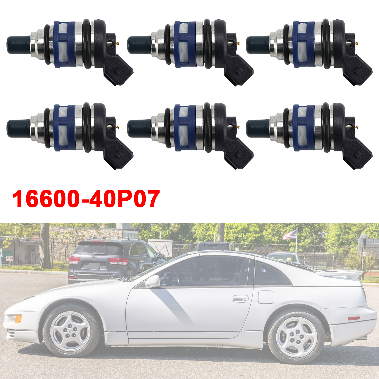 1989-1996 Nissan 300ZX 3.0L V6 Turbocharged 6Pcs Fuel Injector 16600-40P07 Generic