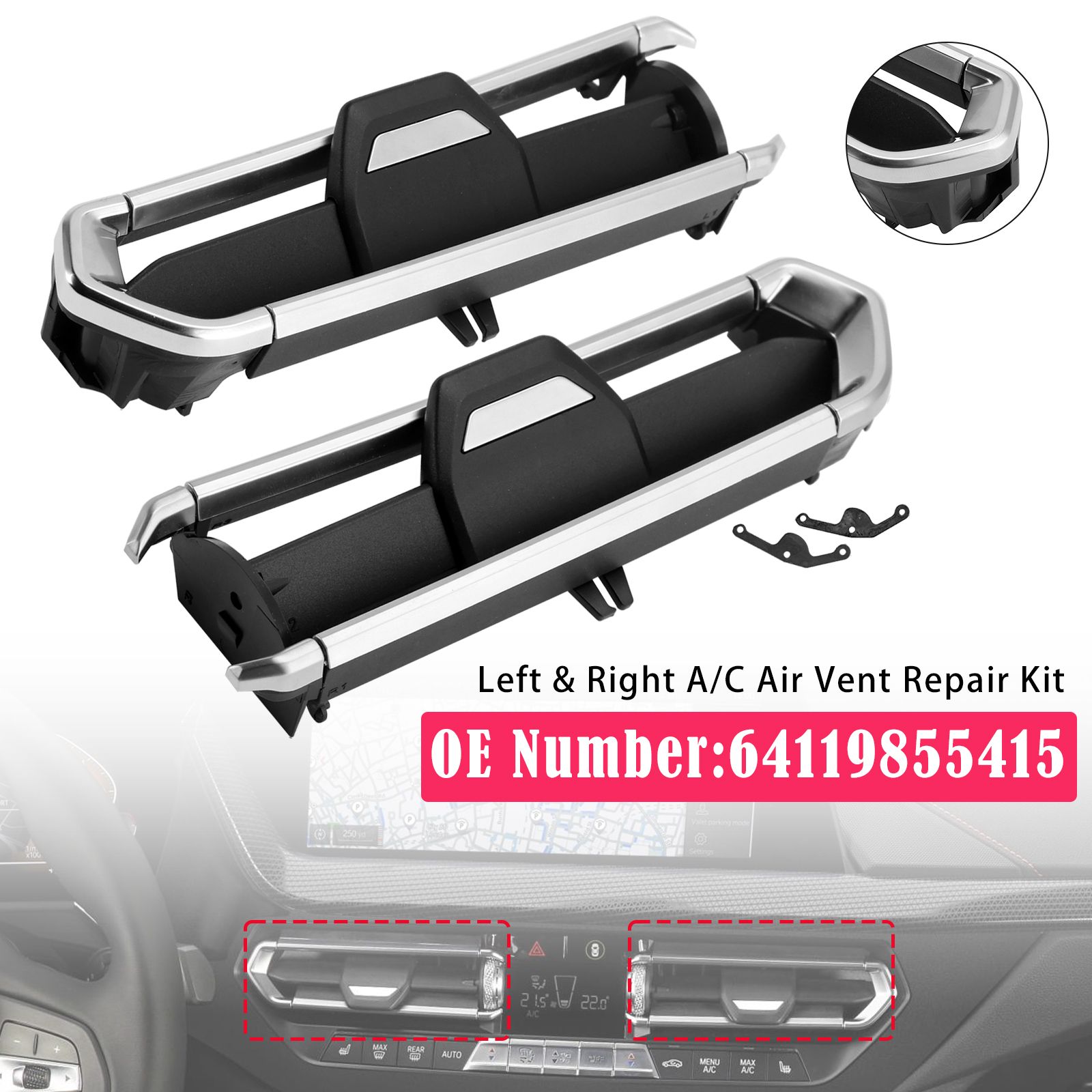 2022 BMW X3 X4 G01 G02 Left & Right A/C Air Vent Repair Kit 64119855415 Generic
