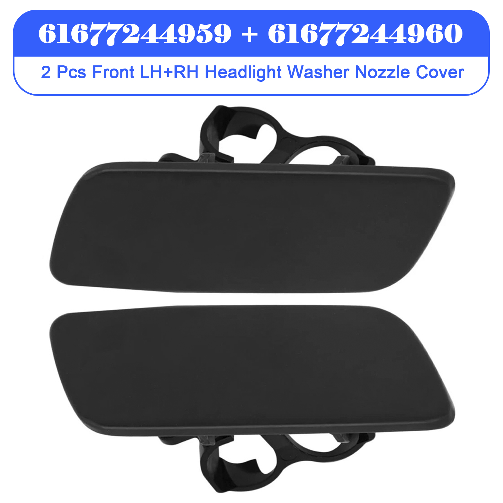 2010-2018 Rolls-Royce Ghost 2Pcs Front LH+RH Headlight Washer Nozzle Cover 61677244959 61677244960 Generic