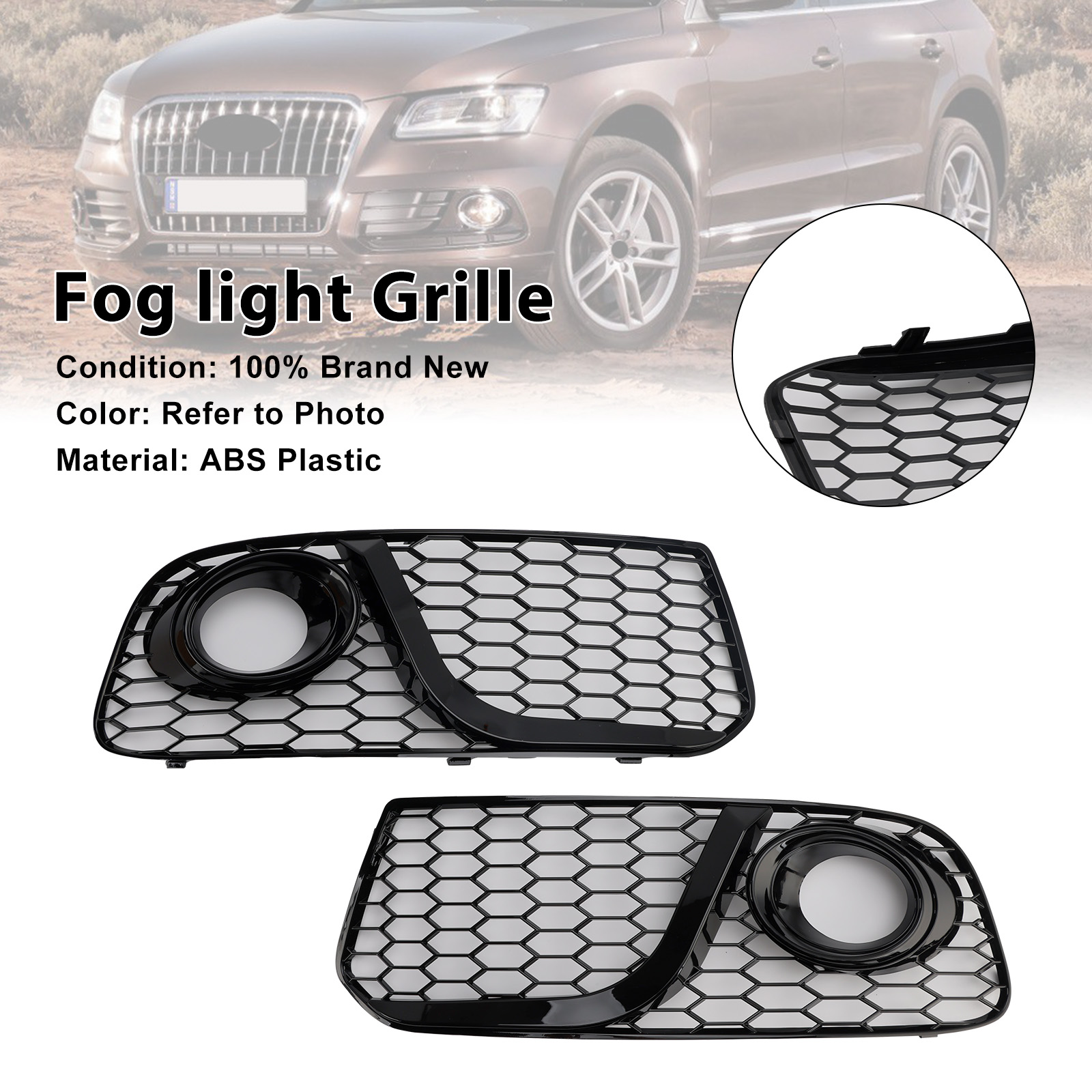 2013-2017 Audi Q5 2* Fog Light Grille 8R0807681M Black Generic