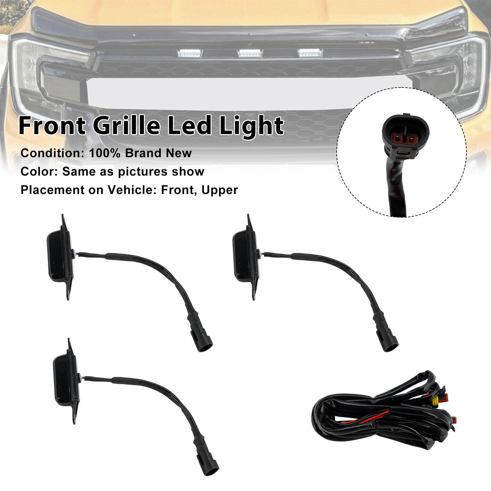 2023-2025 Ford Ranger/ Everest Next Gen T9 3PCS LED Grille Light Yellow Generic