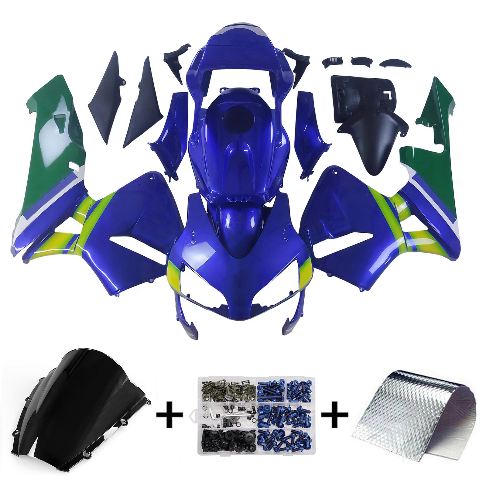 2003-2004 Honda CBR600RR Amotopart Fairings Blue & Green Movistar Racing Customs Fairing