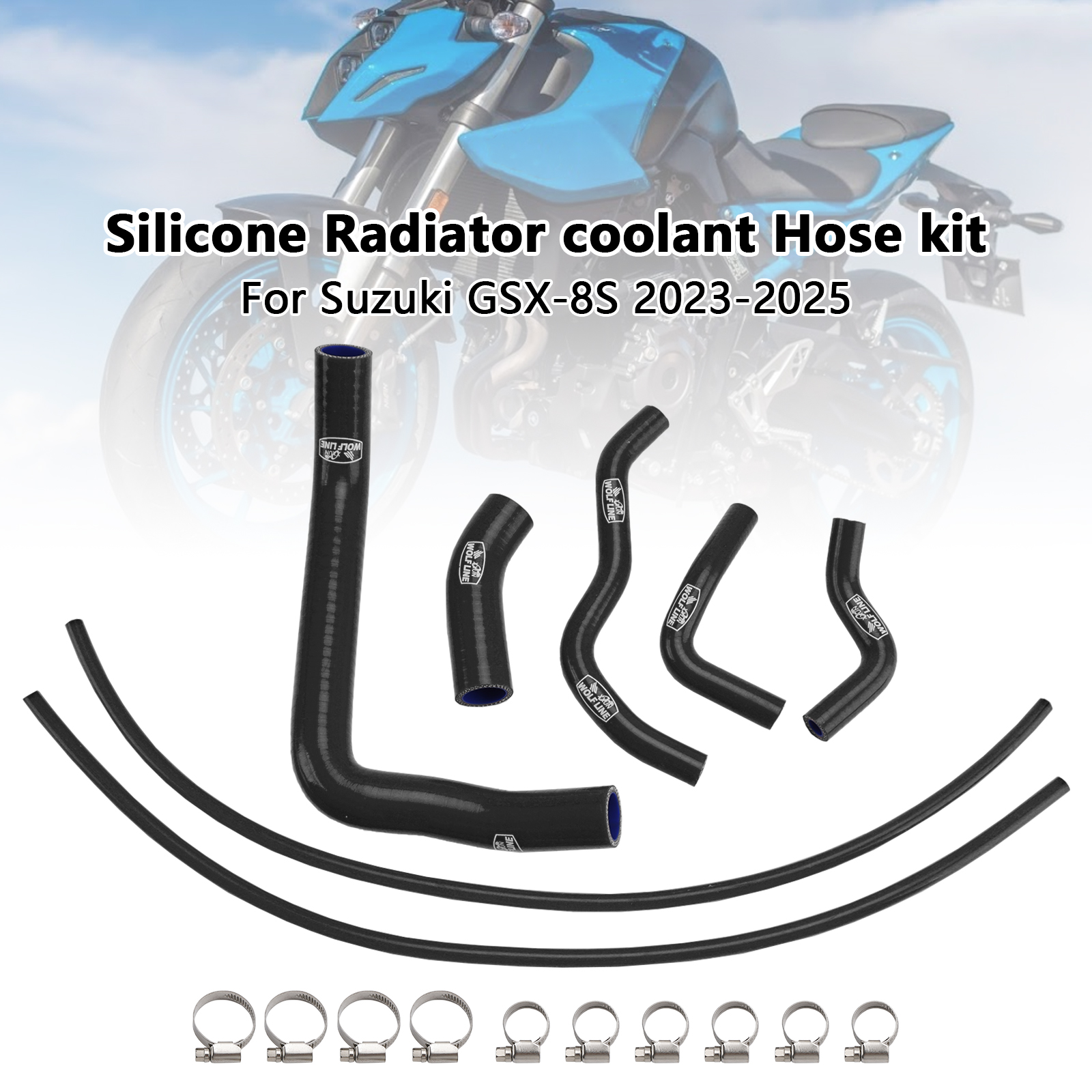 2023-2025 Suzuki GSX-8S Silicone Radiator coolant Hose kit Black Generic