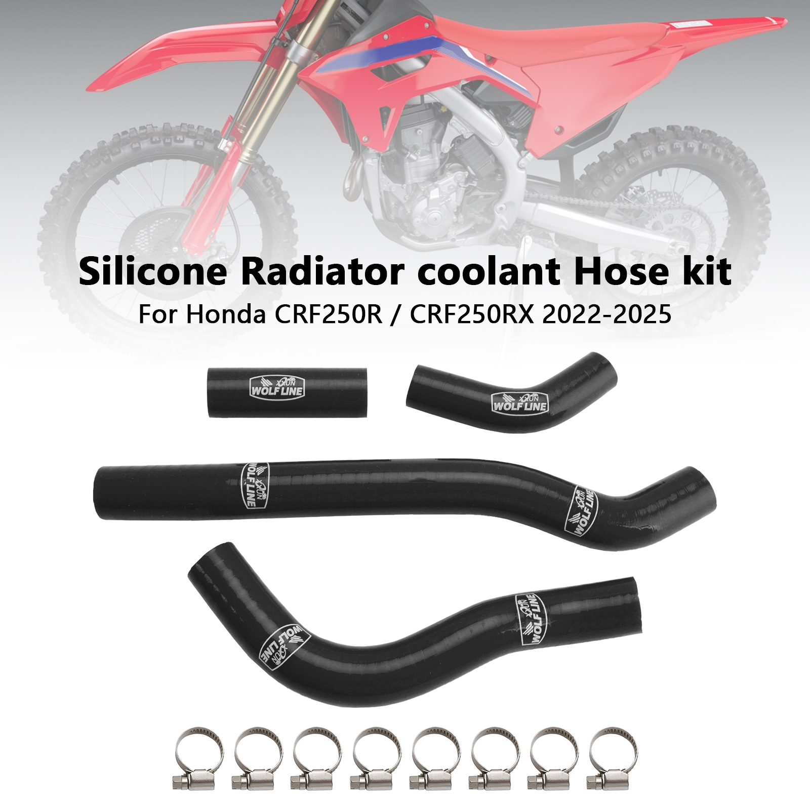 2022-2025 Honda CRF250R / CRF250RX Silicone Radiator coolant Hose kit Black Generic