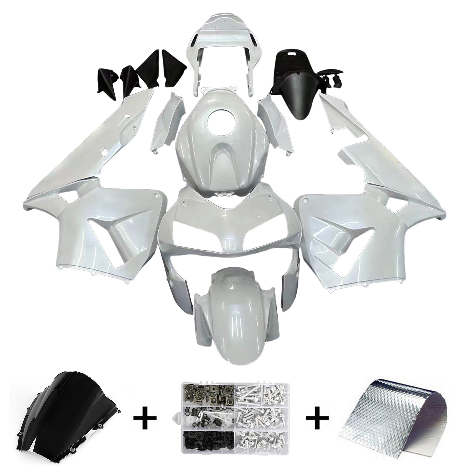 2003-2004 Honda CBR600RR Amotopart Fairings Metallic White Honda Racing Customs Fairing